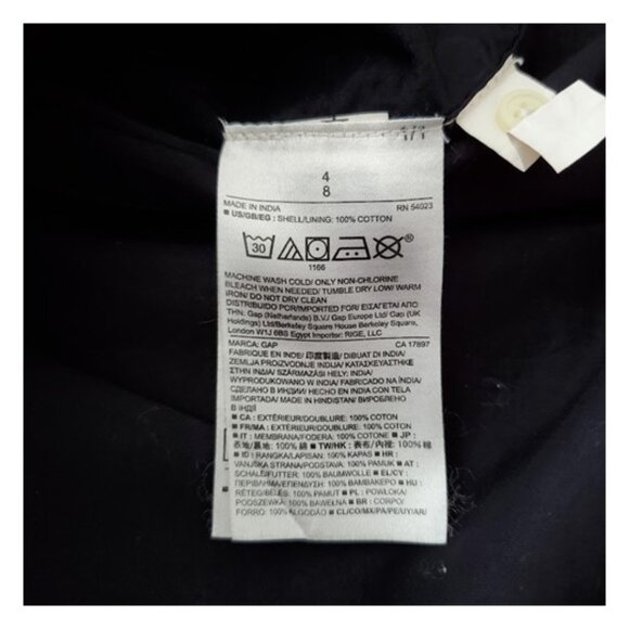 GAP Black Lightweight Button-Front Drawstring Waist Cotton Shirt Dress Size 4 - Picture 8 of 8